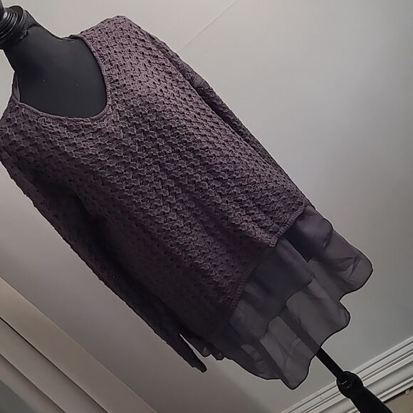 She + sky sz M crochet and chiffon top - Picture 1 of 10